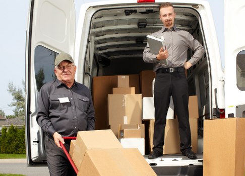 Company vehicle and moving equipment used in a safe relocation job
