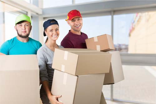 Loading furniture into a moving van with care