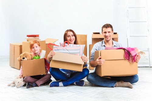 Packed moving boxes ready for removals in Plumstead