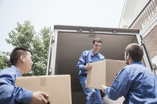 Commercial moving team preparing an office relocation in Plumstead